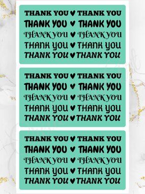 100 thermal Thank you Stickers 2.25" x 1.25" Rectangle